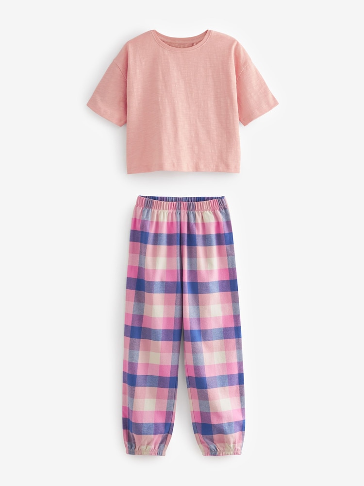 Pink/Blue Woven Check Pyjamas 2 Pack (3-16yrs) - Image 2 of 5