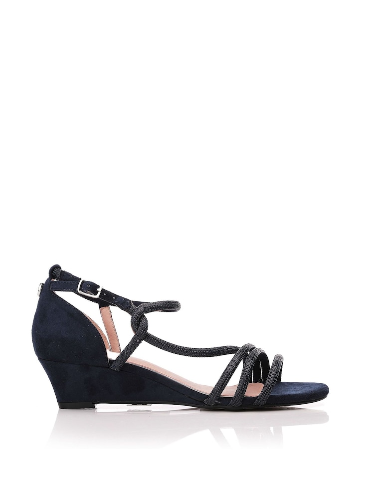 Moda In Pelle Yazmina Blue Assymetric Glitz Demi Wedge Sandals - Image 1 of 4