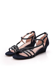 Moda In Pelle Yazmina Blue Assymetric Glitz Demi Wedge Sandals - Image 4 of 4
