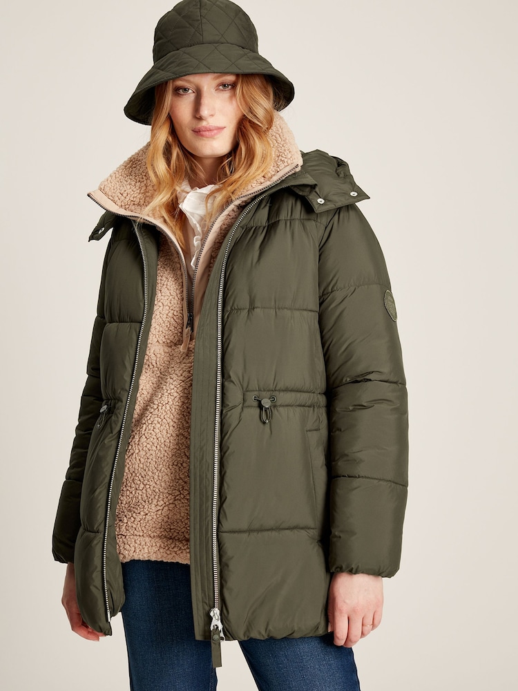Joules Holsworth Dark Green Showerproof Padded Coat - Image 1 of 8
