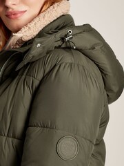 Joules Holsworth Dark Green Showerproof Padded Coat - Image 4 of 8