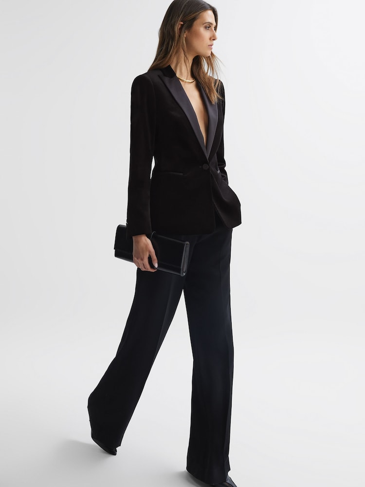 Reiss Black Opal Velvet Single Breasted Suit Blazer - Image 1 of 6