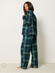 Vert - PixieGirl Petite Check Long Sleeve Cotton Pyjamas Set - Image 3 de 6
