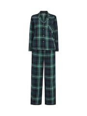 Vert - PixieGirl Petite Check Long Sleeve Cotton Pyjamas Set - Image 5 de 6