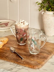 Green Christmas Gonk Glass Mugs Set of 2 - Image 1 of 3