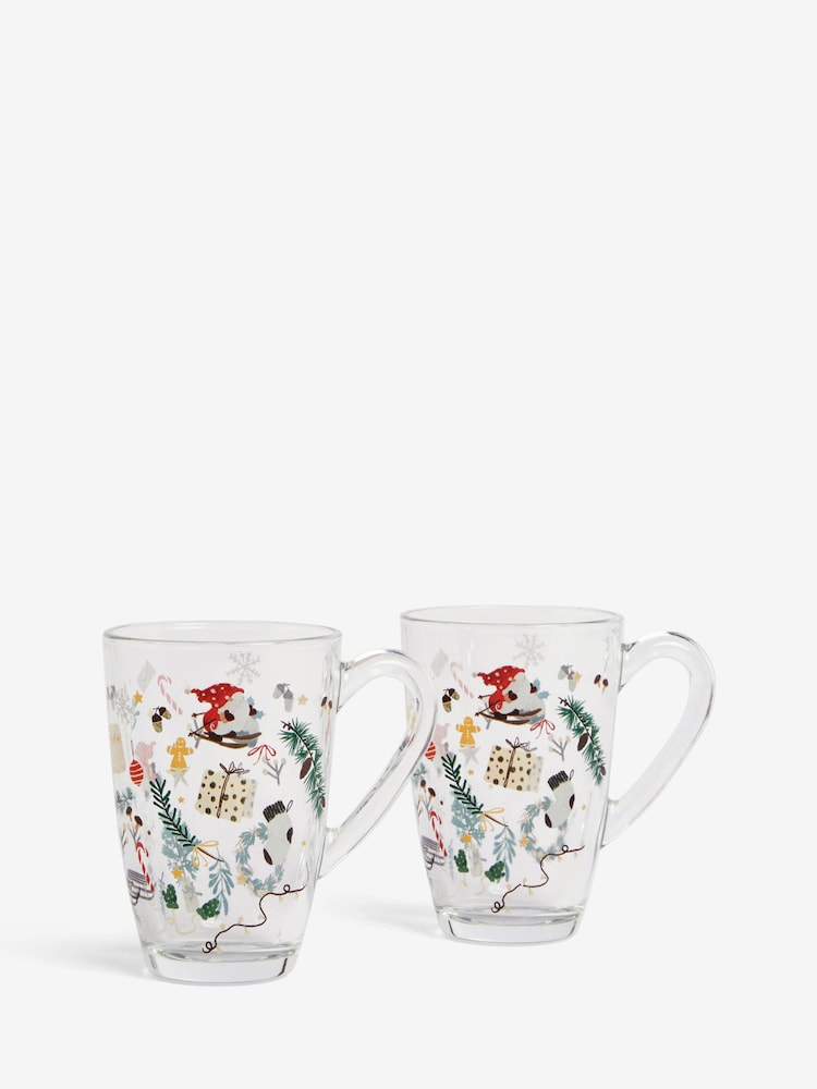 Green Christmas Gonk Glass Mugs Set of 2 - Image 3 of 3