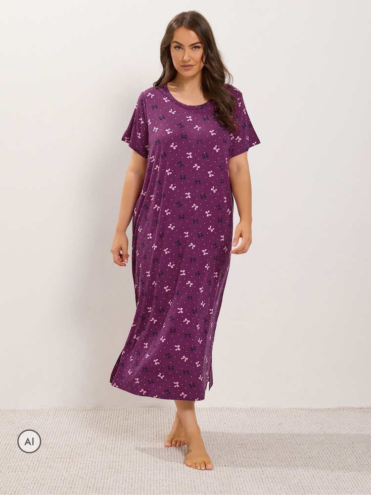 Yours Curve Animal Bow Print Soft Touch Nightdresses 2 Pack - Image 2 of 6 Yours Curve Animal Bow Print Soft Touch Nightdresses 2 Pack - Image 2 of 6
