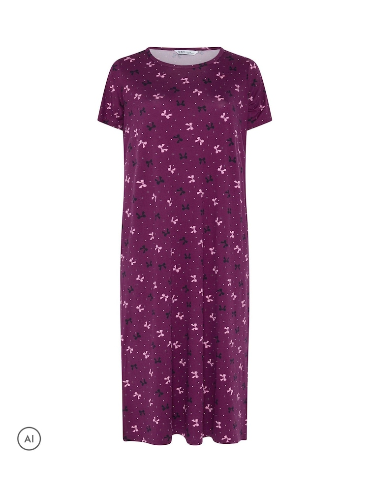 Yours Curve Animal Bow Print Soft Touch Nightdresses 2 Pack - Image 6 of 6 Yours Curve Animal Bow Print Soft Touch Nightdresses 2 Pack - Image 6 of 6