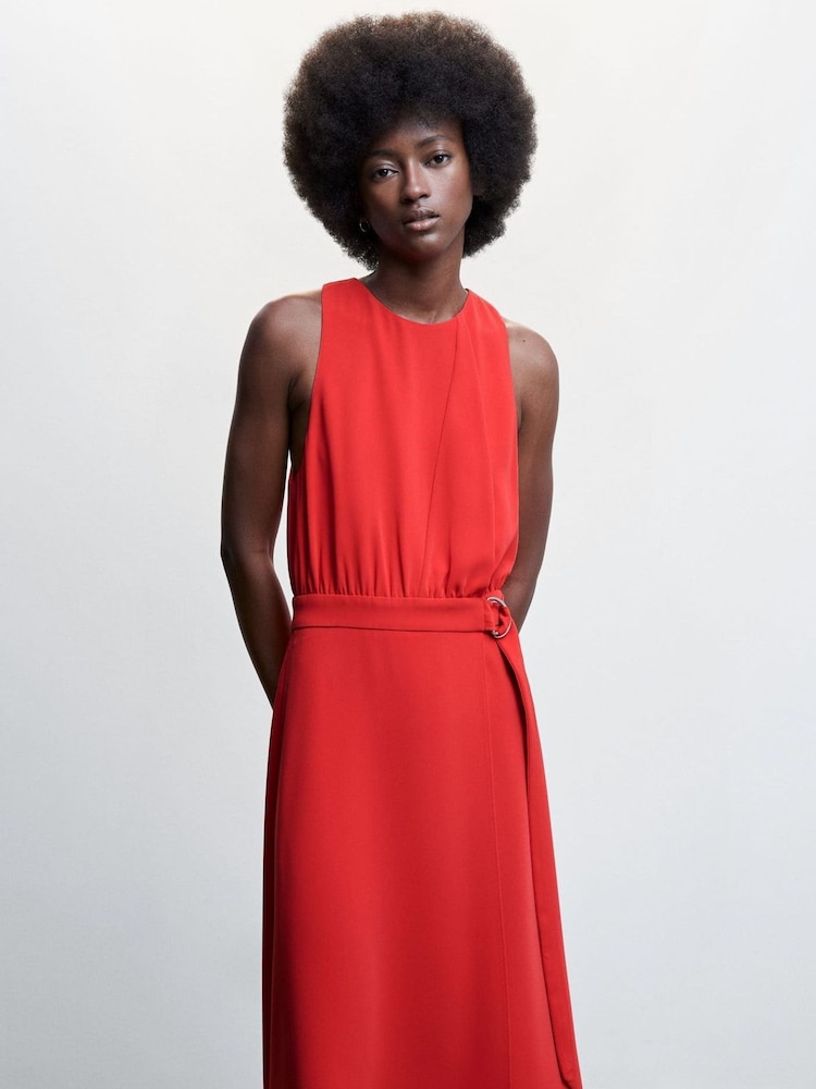 Mango Red Belt Detail Dress - Image 1 of 6
