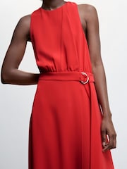 Mango Red Belt Detail Dress - Image 4 of 6