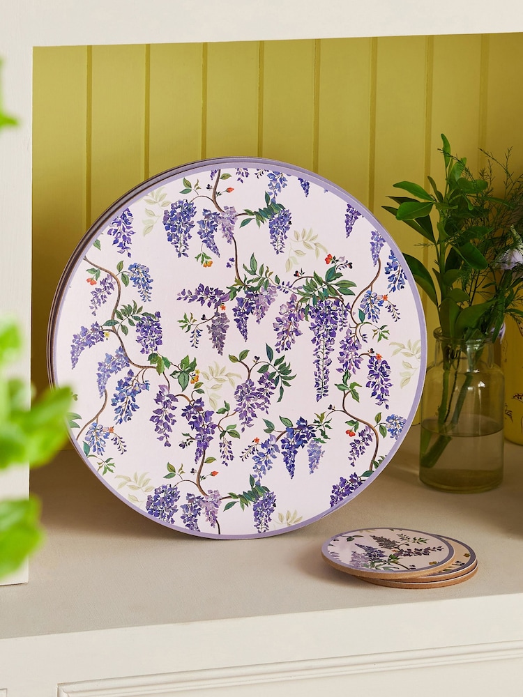 Cath Kidston Purple Wisteria Round Placemat & Coaster Set 4 Pack - Image 1 of 4