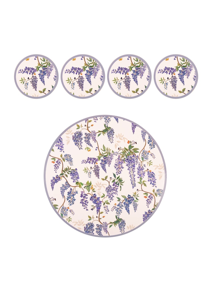 Cath Kidston Purple Wisteria Round Placemat & Coaster Set 4 Pack - Image 2 of 4