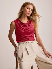 Mint Velvet Red Drape Detail Top - Image 3 of 7