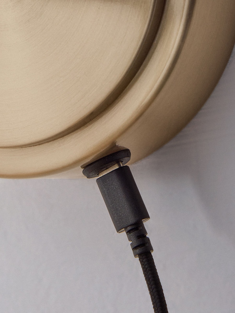 The Set 2 Pack Brass Rechargeable Ribbed Glass Round Wall Lights - Image 6 of 6