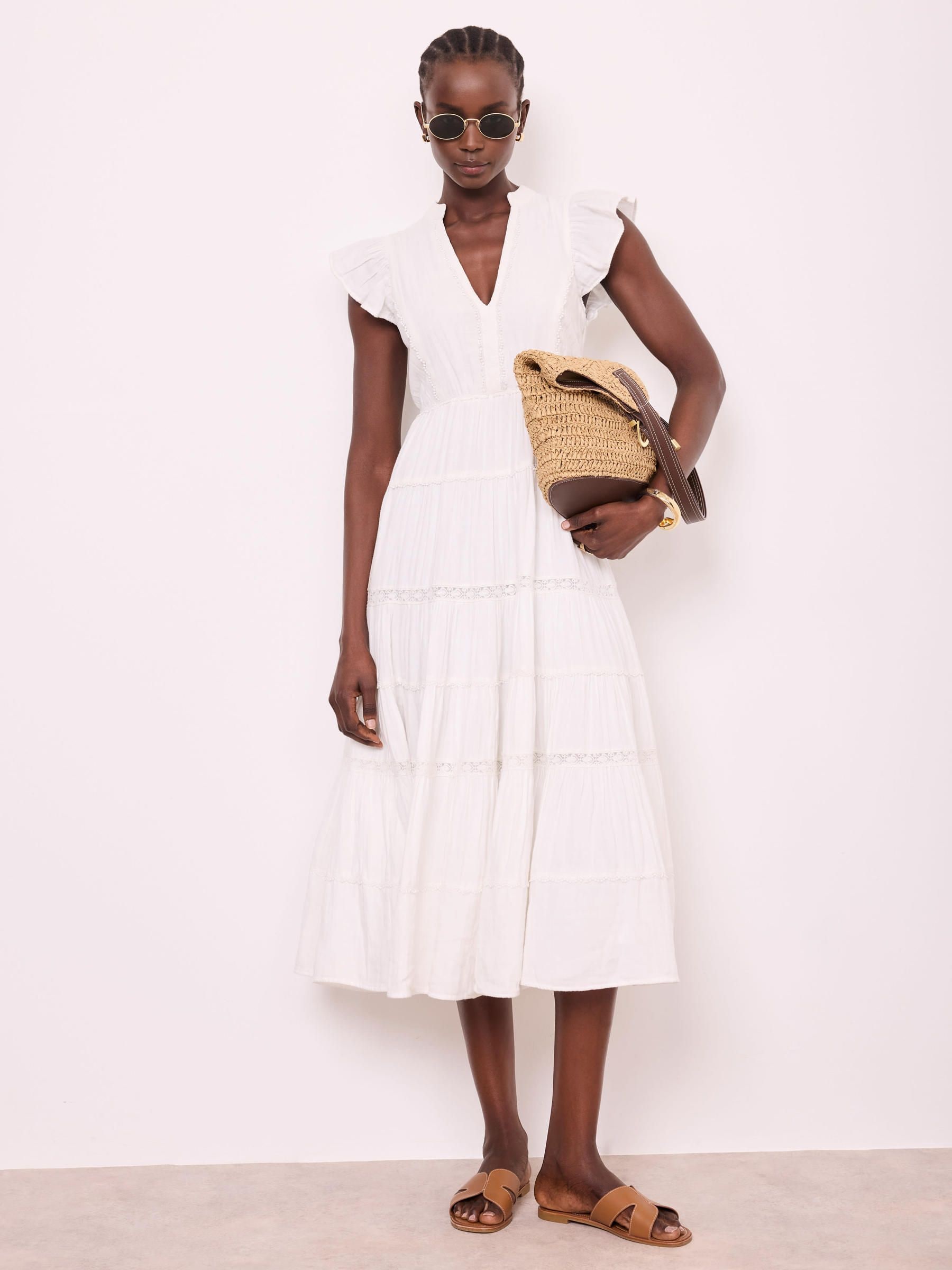 【新品未使用】frilly tiered dress（ivory） Buy Mint Velvet White Cotton Tiered Maxi Dress from the Next UK