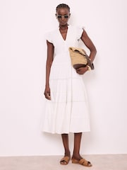 Mint Velvet White Cotton Tiered Maxi Dress - Image 3 of 8