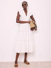 Mint Velvet White Cotton Tiered Maxi Dress - Image 5 of 8