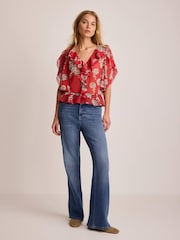 Mint Velvet Red Printed Ruffle Blouse - Image 3 of 7