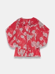 Mint Velvet Red Printed Ruffle Blouse - Image 7 of 7