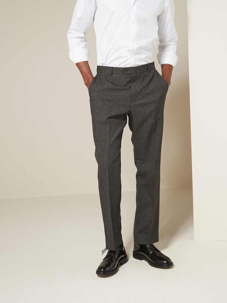 Grey Puppytooth Regular Fit Check Smart Trousers - Image 1 of 8