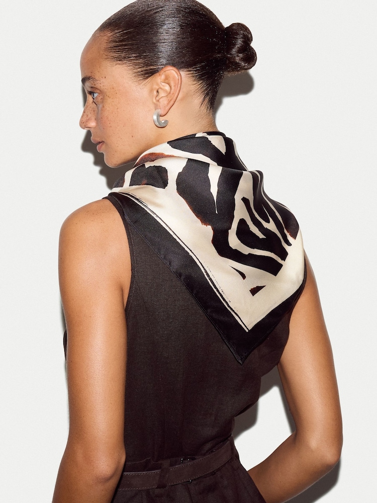 Jigsaw Cream Zebra Silk Square Scarf - Image 1 of 4 Jigsaw Cream Zebra Silk Square Scarf - Image 1 of 4