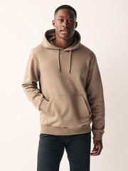 Stone Natural Regular Fit Jersey Cotton Rich Overhead Hoodie - Image 1 of 10