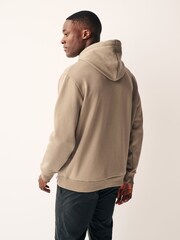 Stone Natural Regular Fit Jersey Cotton Rich Overhead Hoodie - Image 3 of 10