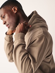 Stone Natural Regular Fit Jersey Cotton Rich Overhead Hoodie - Image 4 of 10
