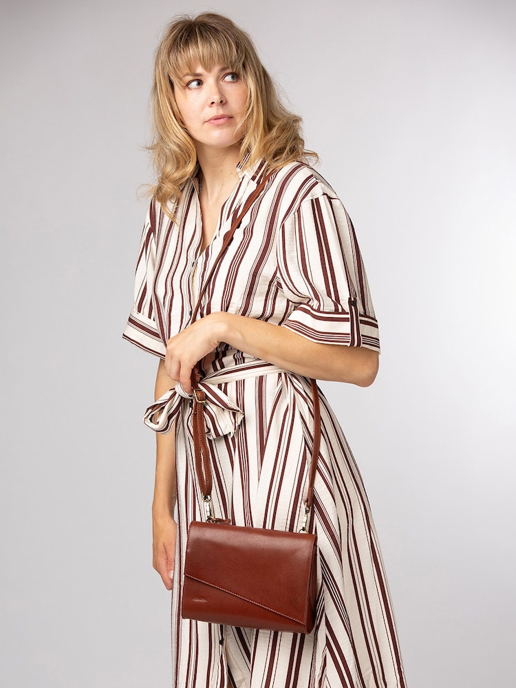 Conkca Brown 'Heron' Leather Cross-Body Bag - Image 1 of 6 Conkca Brown 'Heron' Leather Cross-Body Bag - Image 1 of 6