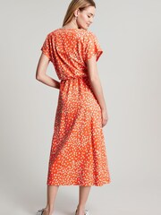 Joules Orange Vivian Midi Jersey Wrap Dress - Image 2 of 6