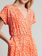 Joules Orange Vivian Midi Jersey Wrap Dress - Image 4 of 6