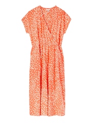 Joules Orange Vivian Midi Jersey Wrap Dress - Image 6 of 6