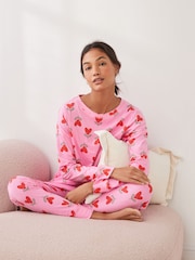 Pink Heart 100% Cotton Long Sleeve Pyjamas - Image 1 of 8