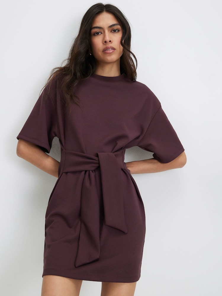 River Island Purple Premium Tie Front Mini Dress - Image 2 of 4 River Island Purple Premium Tie Front Mini Dress - Image 2 of 4