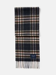 Joules Tytherton Navy Check Wool Scarf - Image 4 of 5