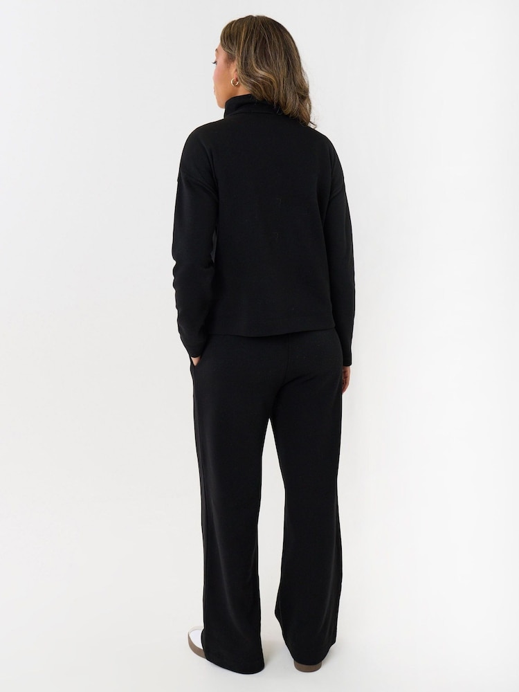 Threadbare Black Funnel Neck Wide Leg Sweater Set - Image 2 of 4 Threadbare Black Funnel Neck Wide Leg Sweater Set - Image 2 of 4
