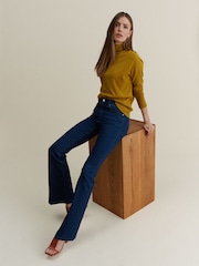 Inky Blue Stretch Flare Jeans - Image 2 of 7