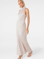 Forever New White Michelle Open Back Satin Maxi Dress - Image 3 of 4