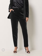 M&Co Black Velvet Tapered Trousers - Image 1 of 6