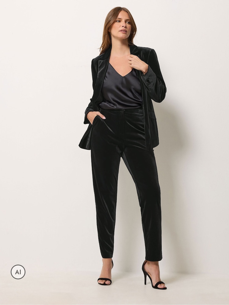 M&Co Black Velvet Tapered Trousers - Image 2 of 6 M&Co Black Velvet Tapered Trousers - Image 2 of 6