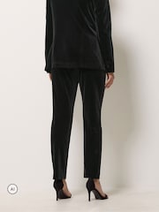 M&Co Black Velvet Tapered Trousers - Image 3 of 6