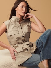 Stone Utility Sleeveless 100% Cotton Jacket - Image 1 of 8