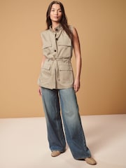 Stone Utility Sleeveless 100% Cotton Jacket - Image 2 of 8