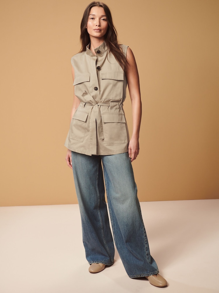 Stone Utility Sleeveless 100% Cotton Jacket - Image 2 of 8