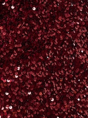 Threadbare Red Sequin Slash Neck Top with Bow Detail - Image 5 of 5