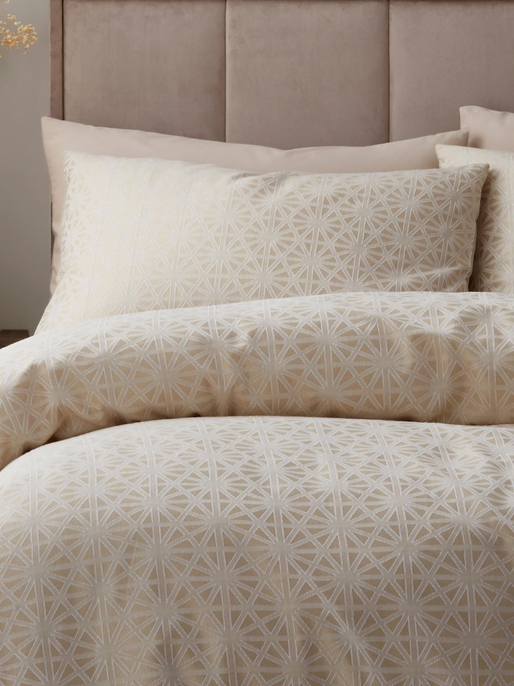 Appletree Natural Geo Jacquard Duvet Cover & Pillowcase Set - Image 2 of 4 Appletree Natural Geo Jacquard Duvet Cover & Pillowcase Set - Image 2 of 4
