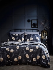 Fusion Black Gothic Skulls Duvet Cover & Pillowcase Set - Image 1 of 4