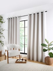 Curtina Natural Plain Twill Blackout Pair of Eyelet Curtains - Image 2 of 5