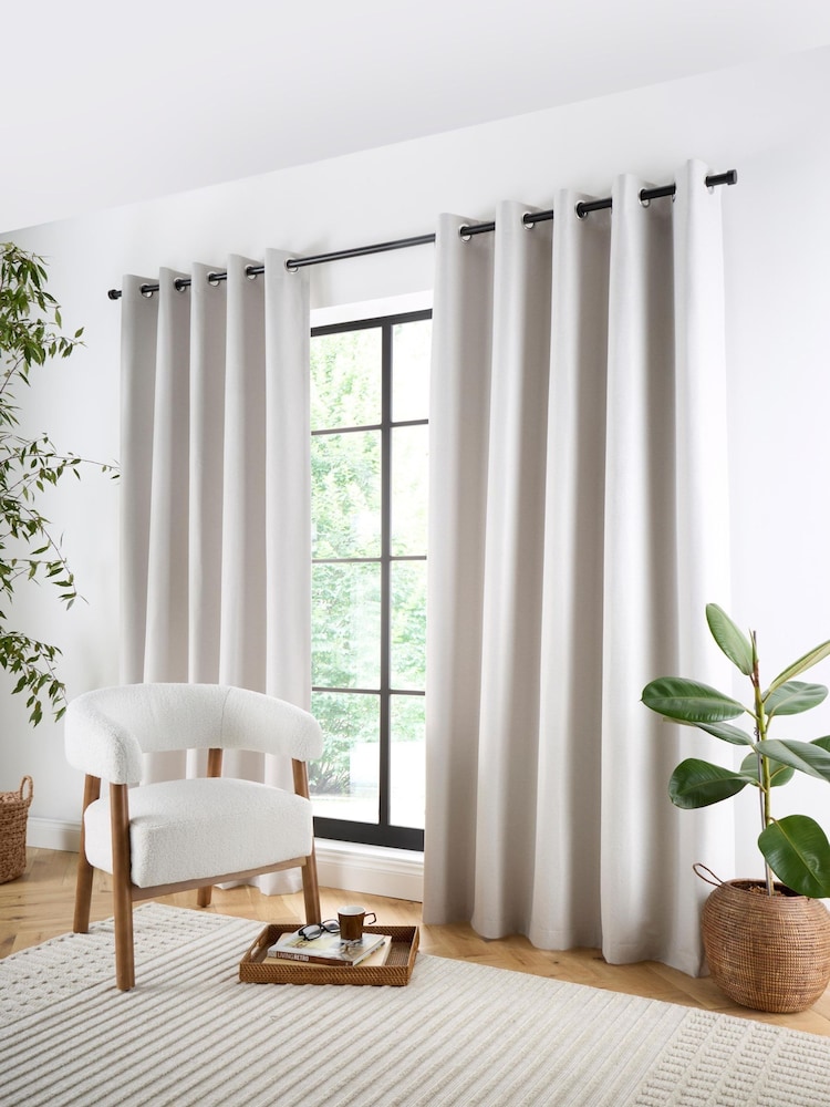 Curtina Natural Plain Twill Blackout Pair of Eyelet Curtains - Image 2 of 5 Curtina Natural Plain Twill Blackout Pair of Eyelet Curtains - Image 2 of 5