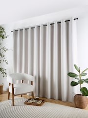 Curtina Natural Plain Twill Blackout Pair of Eyelet Curtains - Image 3 of 5